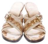 Thumbnail for your product : Stuart Weitzman Patent Leather Slide Wedge Sandals