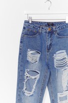 Thumbnail for your product : Nasty Gal Womens Girl Talk Distressed Long Mom Jean - Blue - 10