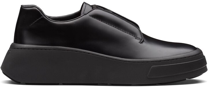 prada brushed leather derby shoes