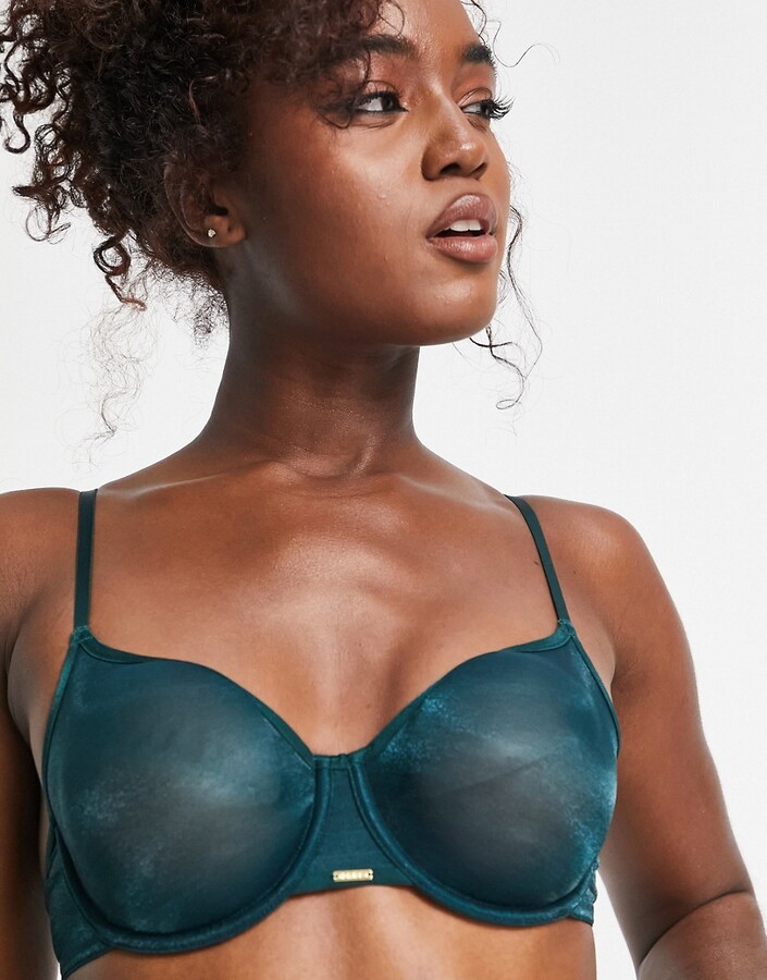 DKNY Intimates glisten and gloss unlined demi bra in deep jade - ShopStyle