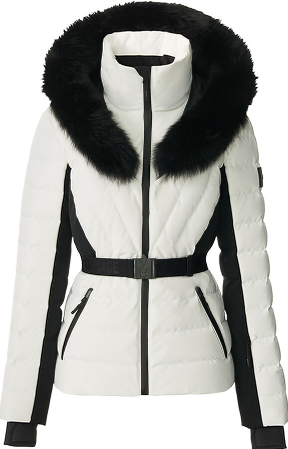 Mackage Elita-zr Down Ski Jacket With Removable Blue Fox Fur Trim