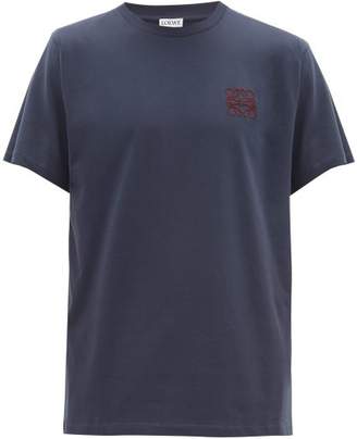 Loewe Anagram-embroidered Cotton-jersey T-shirt - Mens - Navy