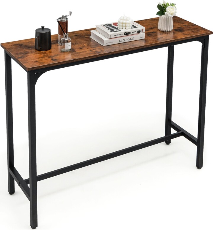 Gymax 48'' Rectangular Bar Table Kitchen Dining Table w/ Steel Frame