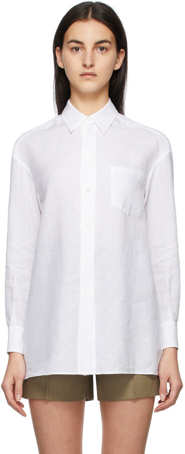 Loro Piana White Aloe Linen Fabienne Shirt - ShopStyle Long Sleeve Tops