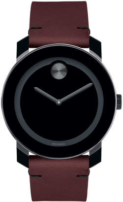 Movado Bold Men's Bold TR90 Two-Hand Watch with Brown Leather Strap