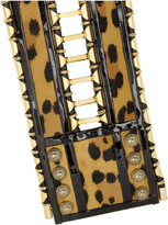 Thumbnail for your product : Balmain Embellished leopard-print calf hair waist belt