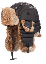 Thumbnail for your product : Crown Cap Quilted Natural Rabbit Fur Trimmed Aviator Hat