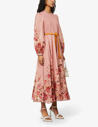 Zimmermann Cassia floral-print linen cotton midi dress