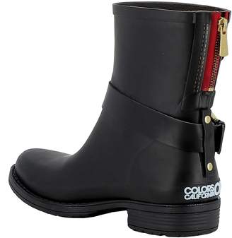 Colors of California Black Rubber Ankle Boots