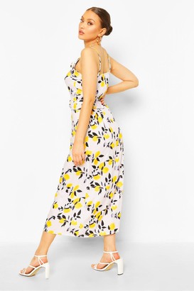 boohoo Woven Citrus Print Cami Top & Midi Skirt Co-ord Set