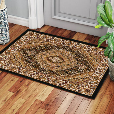 Bloomsbury Market Luxury Oriental Area Rug with Victorian Style Design - Machine-Made Polypropylene Rug - Durable Stain Resistant Thick Pile Carpet for Living Room E