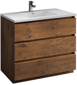 Fresca Lazzaro 42" Rosewood Free Standing Modern Bathroom Cabinet w/ Integrated Sink