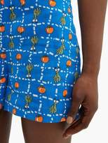 Thumbnail for your product : STAUD Pomelo Crudites-print Linen Playsuit - Blue Multi