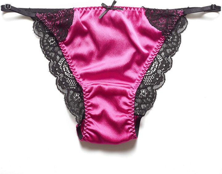 SilRiver Womens Silk String Bikini Satin Panties for Women Underwear Shiny  Tanga Briefs Rose Violet - ShopStyle Knickers