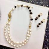 Thumbnail for your product : Farra Freshwater Pearls With Smoky Quartz Double Strands Necklace