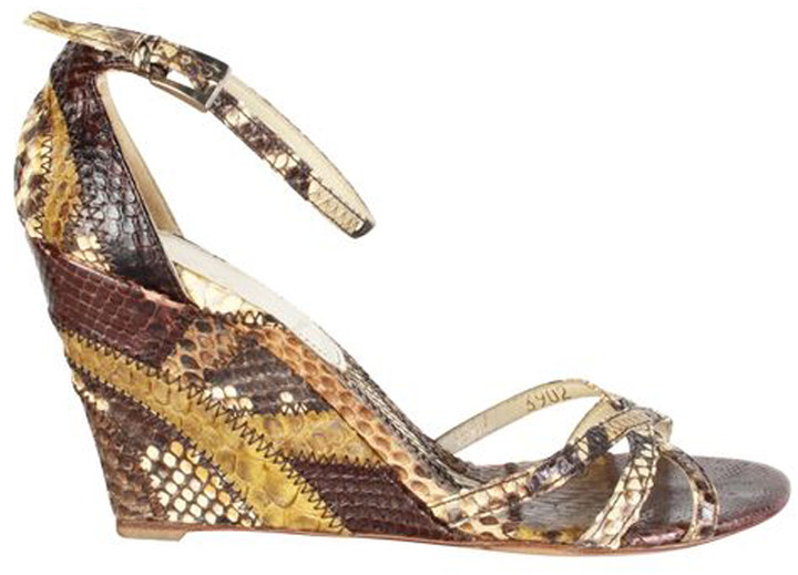 snakeskin wedge sandals
