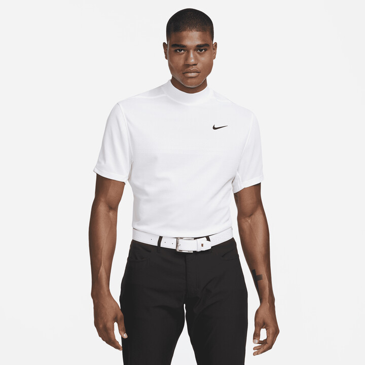 Nike Men's Dri-FIT ADV Tiger Woods Mock-Neck Golf Polo in White - ShopStyle