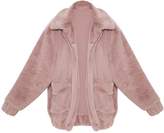 Thumbnail for your product : PrettyLittleThing Rose Pocket Front Faux Fur Coat
