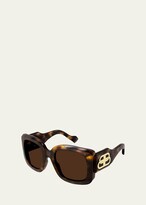 Thumbnail for your product : Balenciaga Chunky Square Logo Sunglasses