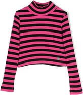 Thumbnail for your product : MonnaLisa High-Neck Striped Top