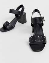 Thumbnail for your product : New Look leather look stud low block heeled sandal in black