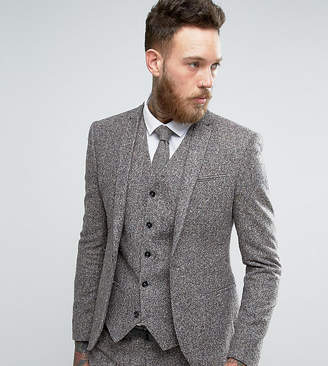 Noak Super Skinny Suit Jacket In Fleck Wool