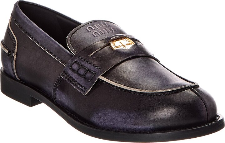 Miu Miu Logo Leather Loafer
