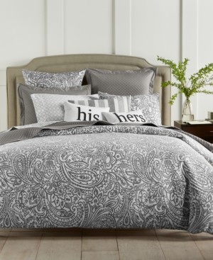 Charter Club Last Act! Damask Designs Stone Paisley Cotton 300-Thread Count 3-Pc. Full/Queen Duvet Cover Set, Created for Macy's Bedding