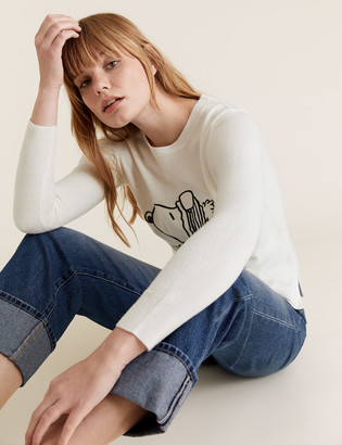 Marks and Spencer Supersoft Snoopy Crew Neck Jumper