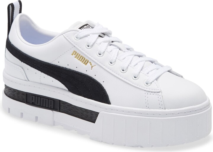 puma white leather platform sneakers