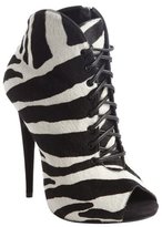 Thumbnail for your product : Giuseppe Zanotti black and white zebra print calf hair lace up peep toe booties
