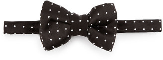 Tom Ford Dot-Print Satin Bow Tie, Black