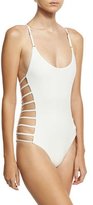 Thumbnail for your product : Ale By Alessandra Free Spirit Lace-Back Strappy Maillot Swimsuit, White