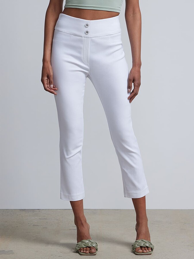 New York and Company Whitney High-Waisted Pull-On Slim-Leg Capri Pant -  White - ShopStyle