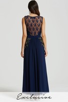 Thumbnail for your product : Little Mistress Blue Embellished Sheer Lace Maxi Dress