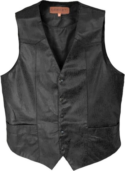 Gioberti Men's 5 Button Faux Leather Vest, Coffee Bronzing, 2X-Large