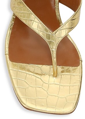 Paris Texas Metallic Croc-Embossed Leather Thong Sandals