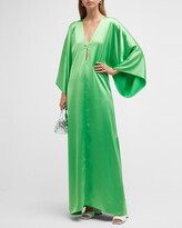 Thumbnail for your product : Alexis Franze Bell-Sleeve Keyhole Satin Maxi Dress