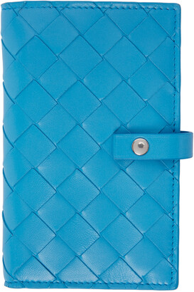Bottega Veneta Blue Intrecciato Medium French Wallet