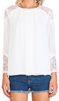 Thumbnail for your product : Alice + Olivia Danyelle Lace Shoulder Pleat Front Blouse