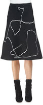Thumbnail for your product : Derek Lam Calder Line Art A-Line Skirt, Black