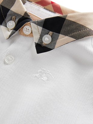 Burberry Kids Check Collar Cotton Polo Shirt