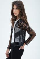 Thumbnail for your product : Forever 21 Faux Leather-Paneled Mesh & Lace Jacket
