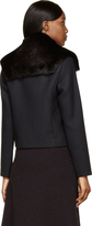 Thumbnail for your product : Yang Li Navy & Purple Fur-Trimmed Harington Jacket