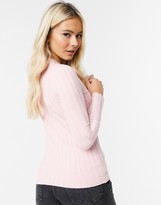 Thumbnail for your product : Qed London skinny rib cardigan in pink