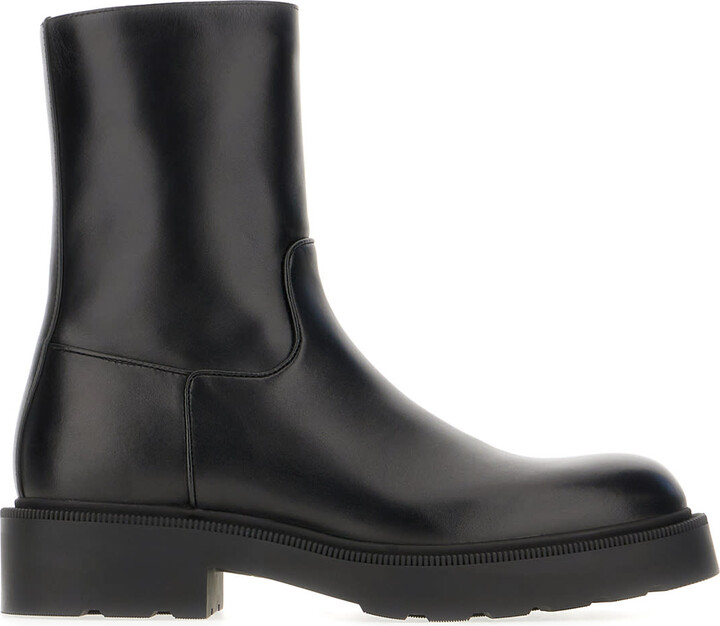 The Row Black Leather Ankle Boots