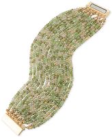 Thumbnail for your product : ABS by Allen Schwartz Gold-Tone Green and Clear Beaded Stretch Bracelet