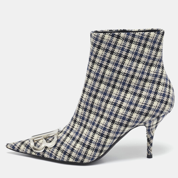 Balenciaga Multicolor Canvas BB Ankle Length Boots Size 39