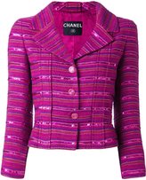 Chanel Vintage blazer rayé à sequins brodés
