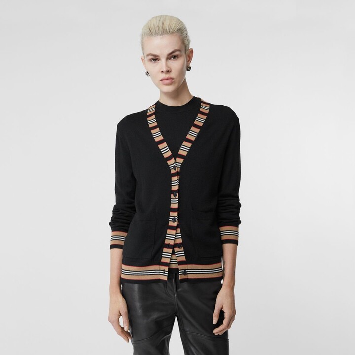 icon stripe merino wool cardigan